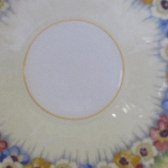 Aynsley Tea Cup and Saucer Soft Buttery Yellow Ring of Flowers Crocus Shape D111 - Picture 7 of 9